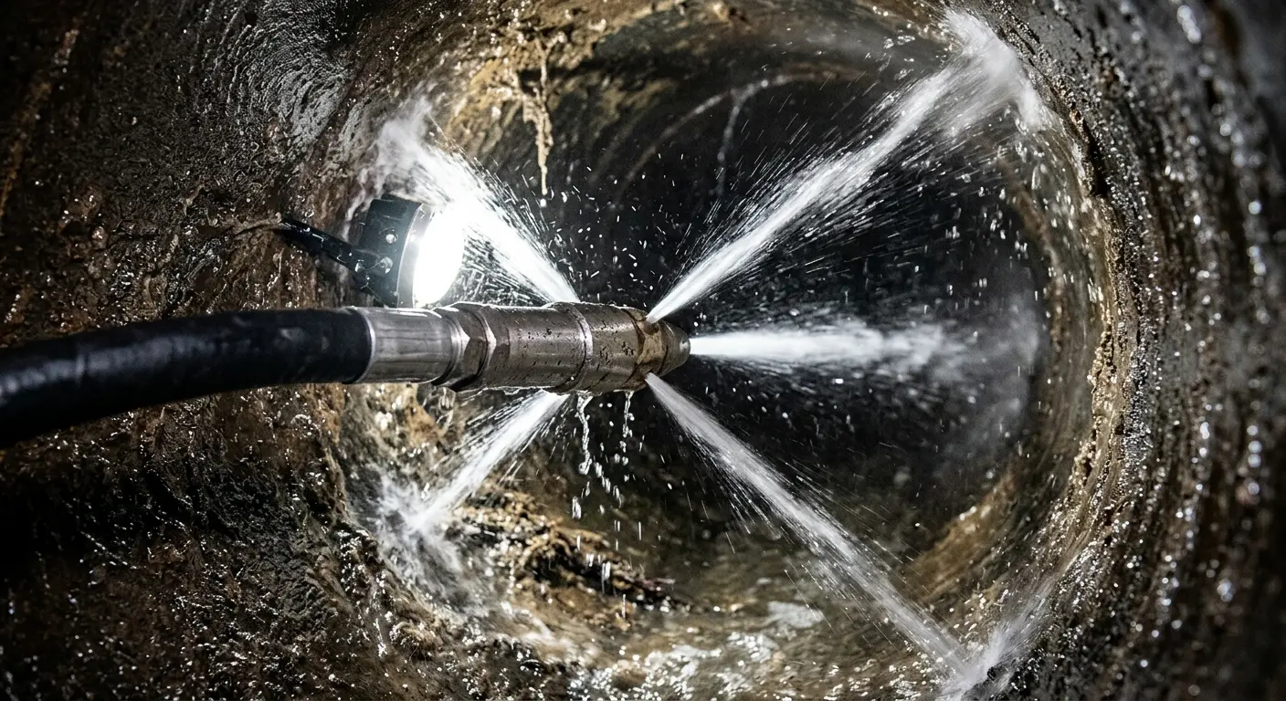 High-pressure hydro jetting nozzle cleaning sewer pipe for Storm Drain Cleaning in Jordan